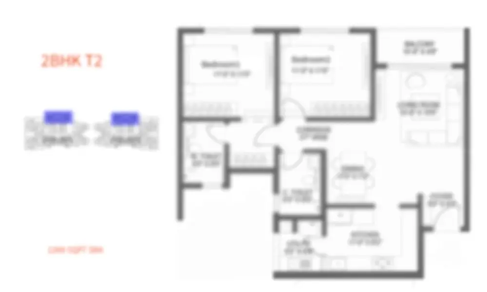 Raj Electronic City 2 bhk floor plan
