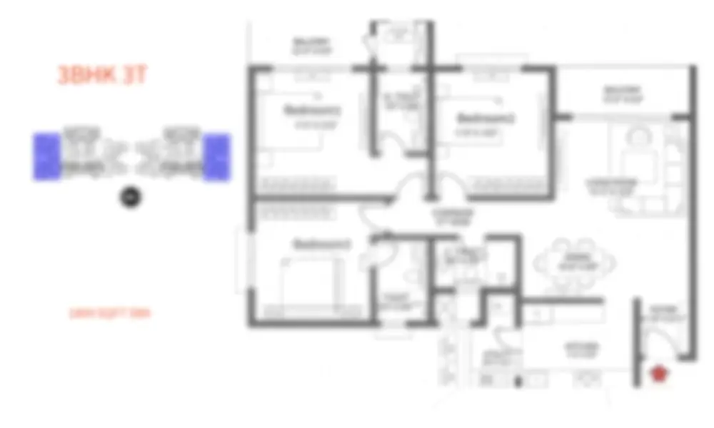 Raj Electronic City 3 bhk floor plan